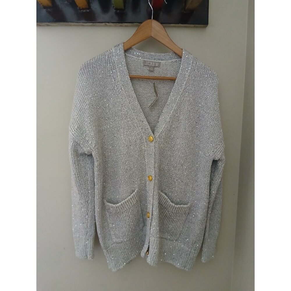 New J. Crew Sequin V Neck Cardigan